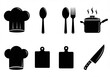© Imtiaz - Stock image result: Set of kitchen utensils and food icons in vector silhouette illustration for cooking and restaurant use