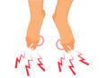 © Kakigori Studio - Cartoon vector male feet with red comic signs experiencing pain  or working side effects problems. Illustration for healthcare designs