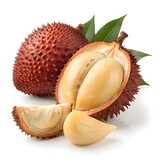 Salacca Zalacca var. Elliptica Wild Salak Smooth Oval Snake Fruit with Distinct Scaly Pattern and Tropical Refinement on Bright White Background for Premium Exotic Still Life Photography