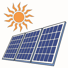 Vector art of solar panels and sun
