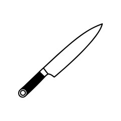 Illustration of a sharp kitchen knife tool on transparent background