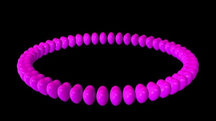 Wall Mural - 3D Circle Rotating Made of Pink Heart Shapes, Romantic Love Symbol Animation, Abstract Motion Graphic, Seamless Loop for Video Background and Creative Design