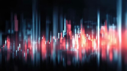 Wall Mural - abstract digital data visualization glowing red blue vertical bar light futuristic dynamic energy mo