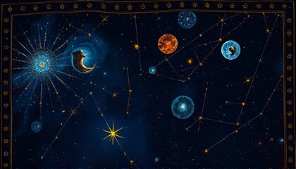 Wall Mural - Starfield Tapestry A tapestry of stars and constellations depict
