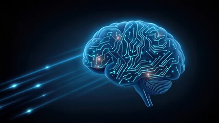 Wall Mural - digital brain glowing circuit lines light trails symbolizing artificial intelligence neural network 