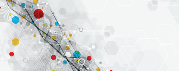 Abstract circuit technology and science background with geometric elements