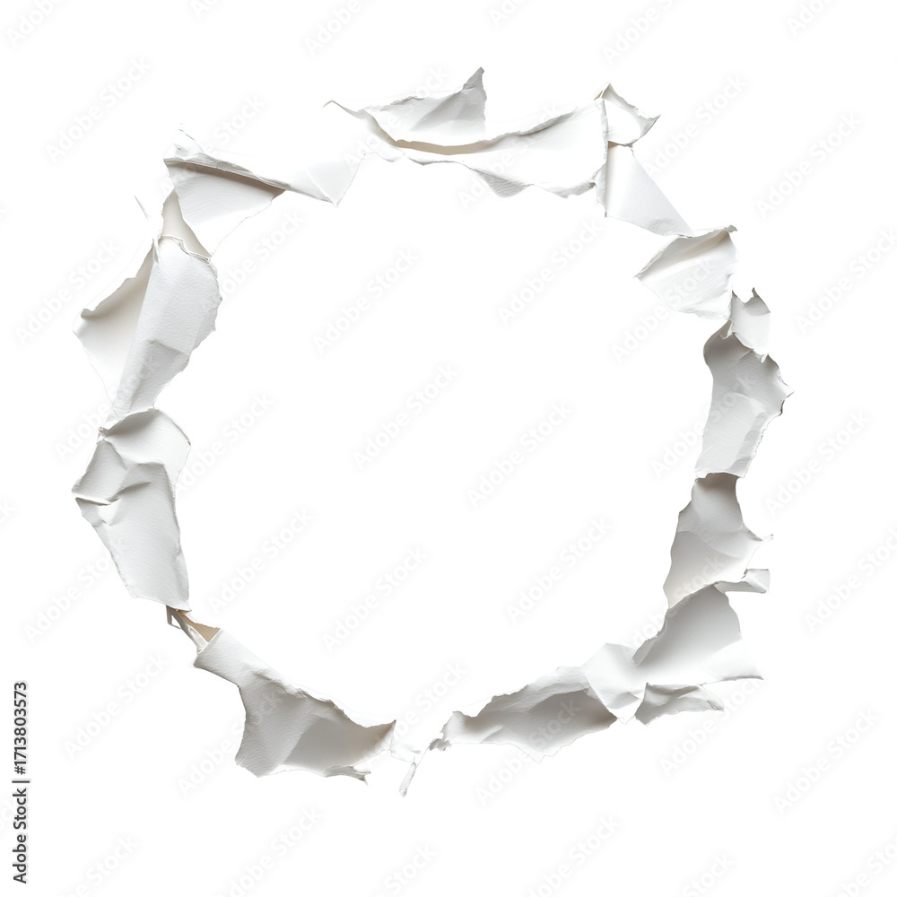 White Torn Paper Circle on a Checkered Background Representing ...