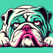 © Liudmila - Bulldog rolling eyes in pop art comic vector style, emotional dog