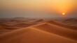 © zk - Vast desert dunes bathed in sunset hues, creating a serene and timeless landscape.