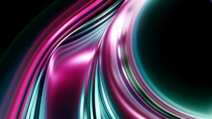 Wall Mural - Seamless abstract iridescent neon lines flowing animation, dynamic futuristic glowing stripes moving across a dark background footage