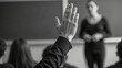 © Napat - Student raises hand classroom, seeking to participate discussion led by teacher. atmosphere is focused and engaged, highlighting importance