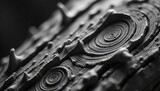 Intricate abstract texture showcasing organic wood grain patterns and swirling lines in monochrome