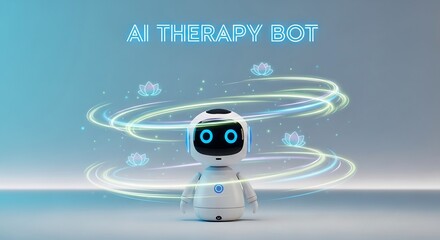 Ai therapy bot providing mental health support with light effects around it