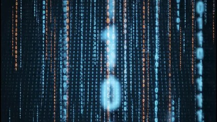Dynamic digital rain of binary code streams creates a vibrant futuristic data flow for technology and innovation concepts