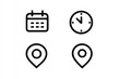 © Abdu - Four simple line icons calendar, clock, location markers