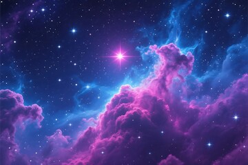 Wall Mural - A swirling cosmic nebula illuminates the night sky, its vibrant stars and galaxies forming a breathtaking illustration of the universe