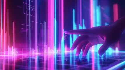 Digital interface with neon lines