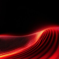 Sticker - abstract dark backdrop with vibrant red waves and sleek gradient curved lines for dynamic art design
