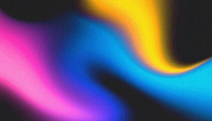 Wall Mural - Psychedelic Aurora An Abstract and Dynamic Color Wave with a Grainy Gradient, Blending Glowing Blue, Pink, and Yellow on a Dark Backdrop