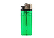 © James - Isolated green translucent lighter with gold-colored cap, for igniting cigarettes or fuel