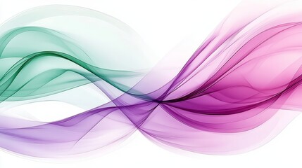Sticker - elegant abstract background with soft wavy lines in pale green and mellow lilac for modern art