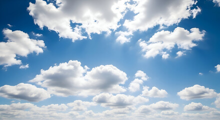 Blue Sky with Fluffy Clouds: A Bright and Sunny Day.