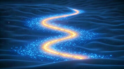 Wall Mural - enchanting golden pathway illuminated by radiant light, leading to a dreamlike fantasy landscape
