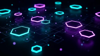 Abstract technological background with glowing hexagons and connection lines network concept