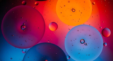 Canvas Print - abstract colorful oil and water bubbles macro photography background