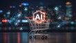 © Creative Mahdi - Shopping cart with glowing AI hexagon and surrounding digital icons trolley artificial intelligence