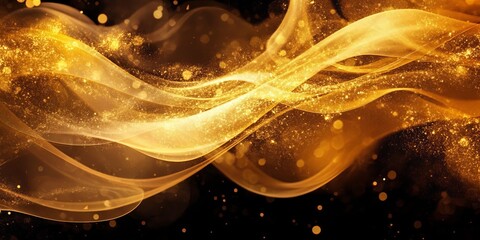 Canvas Print - stunning golden abstract motion design featuring elegant smoke trails and dynamic light effects
