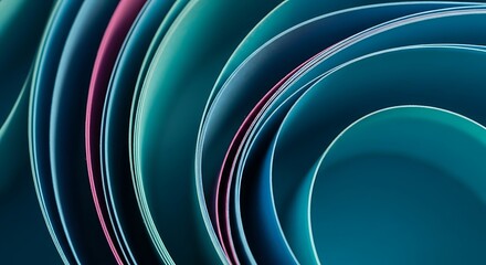 Canvas Print - close-up abstract of teal and pink paper curves and layers image photo