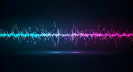 Canvas Print - Colorful Sound Waveform with Cyan and Magenta Gradients on Dark Background audio music