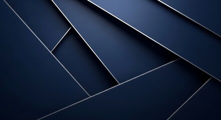 Canvas Print - Dark Blue Geometric Panels with Silver Edges Abstract Background image photo