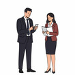 © Zain - Modern Flat Illustration Two Business People Communicating in Office Setting