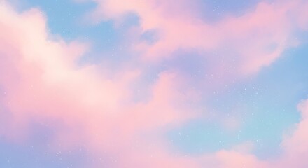 Canvas Print - pastel pink and blue clouds with tiny stars background image photo