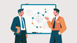 © BedRoses - Illustration Of Two People With A Whiteboard Containing Diagrams And Strategies Vector Design Template
