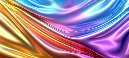 Sticker - elegant flowing metal cloth with soft textures and liquid luster creating vibrant wave patterns