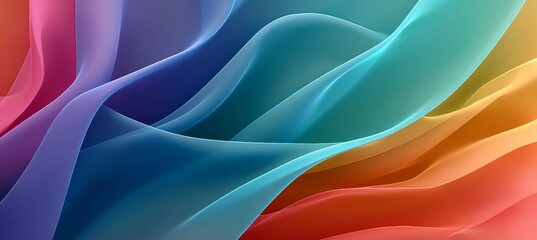 Sticker - elegant iridescent swirls of color fabric background design with smooth fluid drapery texture