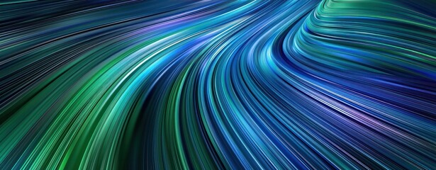 Wall Mural - Blue Purple and Green Colored Curves Form Dynamic Colorful Swoosh Background in 3D Render with Modern Abstract Flowing Design illumination.