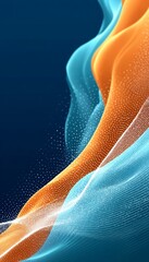 Wall Mural - dynamic data stream visualization with waveform gradient rendering in blue and orange color scheme