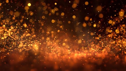 Wall Mural - Golden bokeh lights softly flickering with orange sparkle particles creating a vivid and dreamy celebration backdrop