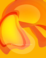 Wall Mural - Abstract orange background. Smooth flowing shapes create dynamic visual texture. Warm color palette dominates composition.