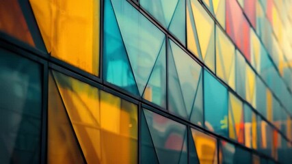 Wall Mural - A building with many windows and a colorful facade. The windows are rectangular and the building is multi-colored