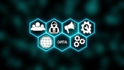 A Power button in German on a futuristic display. Technology and network concept. abstract wave technology background. with colorful light digital effect corporate concept.