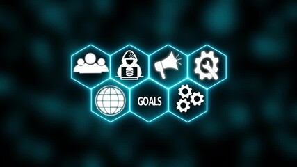 A Power button in German on a futuristic display. Technology and network concept. abstract wave technology background. with colorful light digital effect corporate concept.