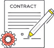 © HabibulAlamKhan - Signing a contract agreement with a pen and gear symbol vector