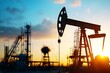 © stock.finder - Oil pump jack silhouetted against a sunset sky industry