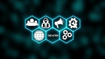 A Power button in German on a futuristic display. Technology and network concept. abstract wave technology background. with colorful light digital effect corporate concept.