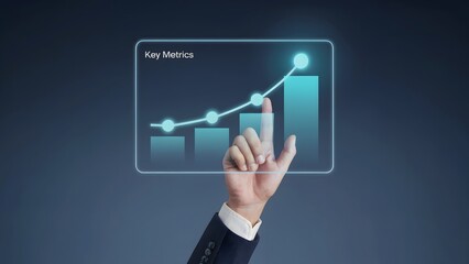 Wall Mural - An upward-trending line graph is being touched, emphasizing success and growth.